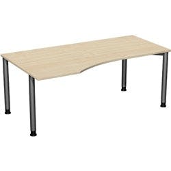 4 Fuß Flex PC-Schreibtisch links höhenverstellbar, 1800x1000x680-800, Ahorn/Anthrazit Produktbild