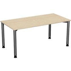 4 Fuß Flex Schreibtisch höhenverstellbar, 1600x800x680-800, Ahorn/Anthrazit Produktbild