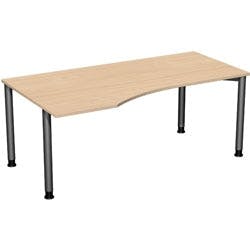 4 Fuß Flex PC-Schreibtisch links höhenverstellbar, 1800x1000x680-800, Buche/Anthrazit Produktbild