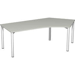 4 Fuß Flex Schreibtisch 135° rechts feste Höhe, 2166x1130x720, Lichtgrau/Silber Produktbild Print Hauptbild L