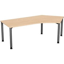 4 Fuß Flex Schreibtisch 135° rechts höhenverstellbar, 2166x1130x680-800, Buche/Anthrazit Produktbild