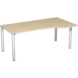 4 Fuß Flex PC-Schreibtisch rechts feste Höhe, 1800x1000x720, Ahorn/Silber Produktbild Print Hauptbild L