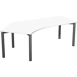 4 Fuß Flex Schreibtisch 135° links feste Höhe, 2166x1130x720, Weiß/Anthrazit Produktbild