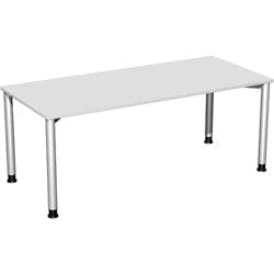 4 Fuß Flex Schreibtisch höhenverstellbar, 1800x800x680-800, Lichtgrau/Silber Produktbild