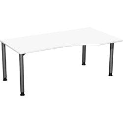 4 Fuß Flex PC-Schreibtisch rechts höhenverstellbar, 1800x1000x680-800, Weiß/Anthrazit Produktbild