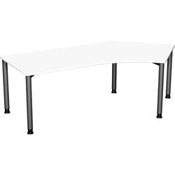 4 Fuß Flex Schreibtisch 135° rechts höhenverstellbar, 2166x1130x680-800, Weiß/Anthrazit Produktbild