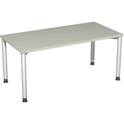 4 Fuß Flex Schreibtisch höhenverstellbar, 1600x800x680-800, Lichtgrau/Silber Produktbild