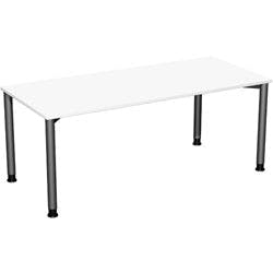 4 Fuß Flex Schreibtisch höhenverstellbar, 1800x800x680-800, Weiß/Anthrazit Produktbild
