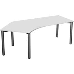 4 Fuß Flex Schreibtisch 135° links feste Höhe, 2166x1130x720, Lichtgrau/Anthrazit Produktbild