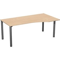 4 Fuß Flex PC-Schreibtisch rechts feste Höhe, 1800x1000x720, Buche/Anthrazit Produktbild