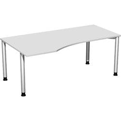 4 Fuß Flex PC-Schreibtisch links höhenverstellbar, 1800x1000x680-800, Lichtgrau/Silber Produktbild
