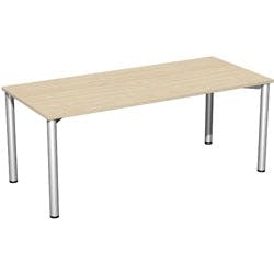 4 Fuß Flex Schreibtisch feste Höhe, 1800x800x720, Ahorn/Silber Produktbild