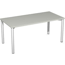 4 Fuß Flex Schreibtisch feste Höhe, 1600x800x720, Lichtgrau/Silber Produktbild
