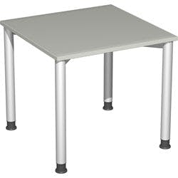4 Fuß Flex Schreibtisch höhenverstellbar, 800x800x680-800, Lichtgrau/Silber Produktbild