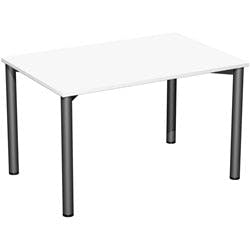 4 Fuß Flex Schreibtisch feste Höhe, 1200x800x720, Weiß/Anthrazit Produktbild