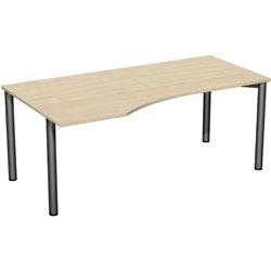 4 Fuß Flex PC-Schreibtisch links feste Höhe, 1800x1000x720, Ahorn/Anthrazit Produktbild