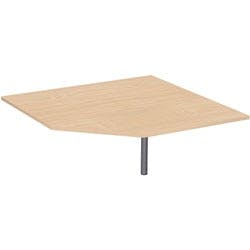 4 Fuß Flex Verkettungsplatte Fünfeck 90° mit Stützfuß, mit Kabelführung, inkl. Verkettungsmaterial, höhenverstellbar, 1225x1225x680-800, Buche/Silber Produktbild