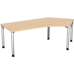 4 Fuß Flex Schreibtisch 135° rechts höhenverstellbar, 2166x1130x680-800, Buche/Silber Produktbild