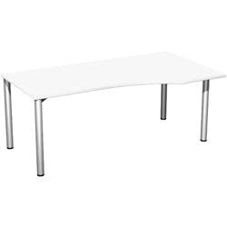 4 Fuß Flex PC-Schreibtisch rechts feste Höhe, 1800x1000x720, Weiß/Silber Produktbild