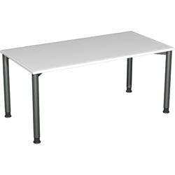 4 Fuß Flex Schreibtisch höhenverstellbar, 1600x800x680-800, Lichtgrau/Anthrazit Produktbild