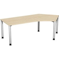 4 Fuß Flex Schreibtisch 135° rechts höhenverstellbar, 2166x1130x680-800, Ahorn/Silber Produktbild