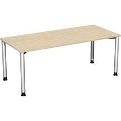 4 Fuß Flex Schreibtisch höhenverstellbar, 1800x800x680-800, Ahorn/Silber Produktbild