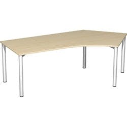 4 Fuß Flex Schreibtisch 135° rechts feste Höhe, 2166x1130x720, Ahorn/Silber Produktbild