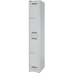 Bisley Light LIGHT Stahl Schließfach 2 Türen 2 Abteile Schlüssel 300 x 500 x 1.850 mm Hellgrau Produktbild
