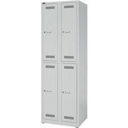 Bisley Light LIGHT Stahl Schließfach 4 Türen 4 Abteile Schlüssel 600 x 500 x 1.850 mm Hellgrau Produktbild
