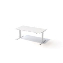 Varia Schreibtisch, 650-1250 mm elektrisch höhenverstellbar, B 1600 x T 800 mm, Dekor weiß, Gestell verkehrsweiß Produktbild