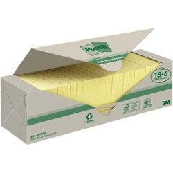 Post-it Recycelte Haftnotizen 76 x 76 mm Kanariengelb 100 Blatt Vorteilspackung 18 + 6 Gratis Produktbild