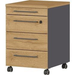 GERMANIA Rollcontainer Agenda HOME Graphit, Eiche mit Aufbau 420 x 490 x 610 mm Produktbild