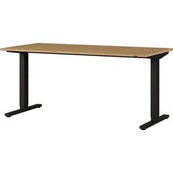 GERMANIA Sitz-Stehschreibtisch Agenda HOME Eiche, Schwarz mit Aufbau 1.600 x 800 x 730 - 1.200 mm Produktbild