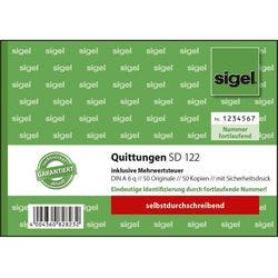 Sigel Quittungsformulare DIN A6 Quer 2x50 Blatt Selbstdurchschreibend Mit Sicherheitsdruck Produktbild