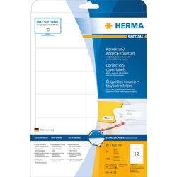 HERMA Korrekturetiketten 4228 Weiß Rechteckig DIN A4 97 x 42,3 mm 25 Blatt à 12 Etiketten Produktbild