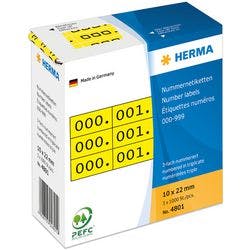 HERMA Nummernetiketten 4801 Haftend Gelb 10 x 22 mm 3000 Stück Produktbild