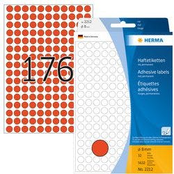 HERMA Farbige Markierungspunkte 2212 Rot Rund Ø 8 mm 32 Blatt à 176 Etiketten Produktbild