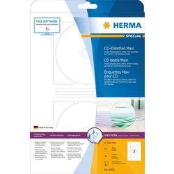HERMA CD/DVD Etiketten 4850 haftend Weiß 116 x 116 mm 25 Blatt à 2 Etiketten Produktbild