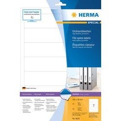 HERMA Ordneretiketten 8620 Weiß DIN A4 192 x 38 mm 10 Blatt à 7 Etiketten Produktbild
