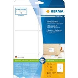 HERMA Adressetiketten 4502 Weiß Rechteckig 99,1 x 93,1 mm 25 Blatt à 6 Etiketten Produktbild