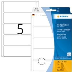 HERMA Mehrzwecketiketten 2550 Weiß Rechteckig 31 x 100 mm 32 Blatt à 5 Etiketten Produktbild