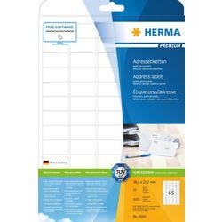 HERMA Adressetiketten 4504 Weiß Rechteckig 38,1 x 21,2 mm 25 Blatt à 65 Etiketten Produktbild