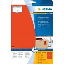 HERMA Farbige Multifunktionsetiketten 4497 Rot Rechteckig 199,6 x 143,5 mm 20 Blatt à 2 Etiketten Produktbild