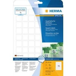 HERMA Wiederablösbare Etiketten 10105 Weiß Quadratisch 24 x 24 mm 25 Blatt à 70 Etiketten Produktbild Print Hauptbild L