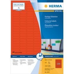 HERMA Farbige Etiketten 4238 Rot Rechteckig 25 x 10 mm 100 Blatt à 14 Etiketten Produktbild
