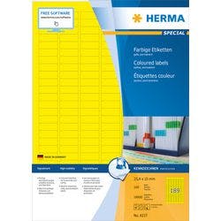 HERMA Farbige Etiketten 4237 Gelb Rechteckig 25 x 10 mm 100 Blatt à 14 Etiketten Produktbild