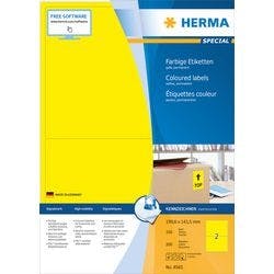 HERMA Farbige Etiketten 4565 Gelb Rechteckig 199 x 143 mm 100 Blatt à 2 Etiketten Produktbild