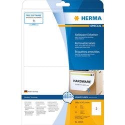 HERMA Wiederablösbare Etiketten 10020 Weiß Rechteckig 199,6 x 143,5 mm 25 Blatt à 56 Etiketten Produktbild