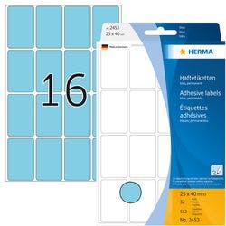 HERMA Mulrifunktionsetiketten 2453 Blau Rechteckig 25 x 40 mm 32 Blatt à 16 Etiketten Produktbild