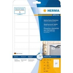 HERMA Drucketiketten 4864 Weiß DIN A4 63,5 x 29,6 mm 10 Blatt à 27 Etiketten Produktbild